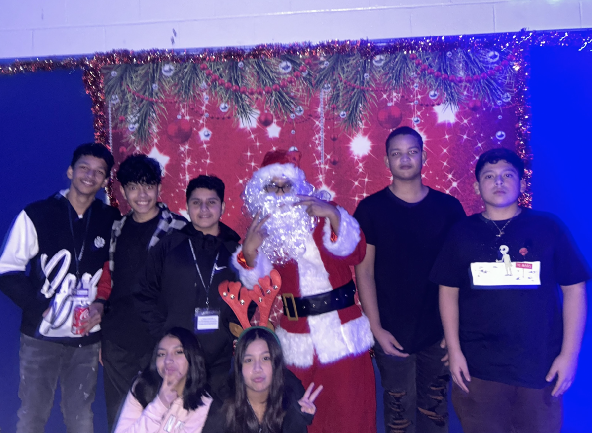 Santa and middle school students 